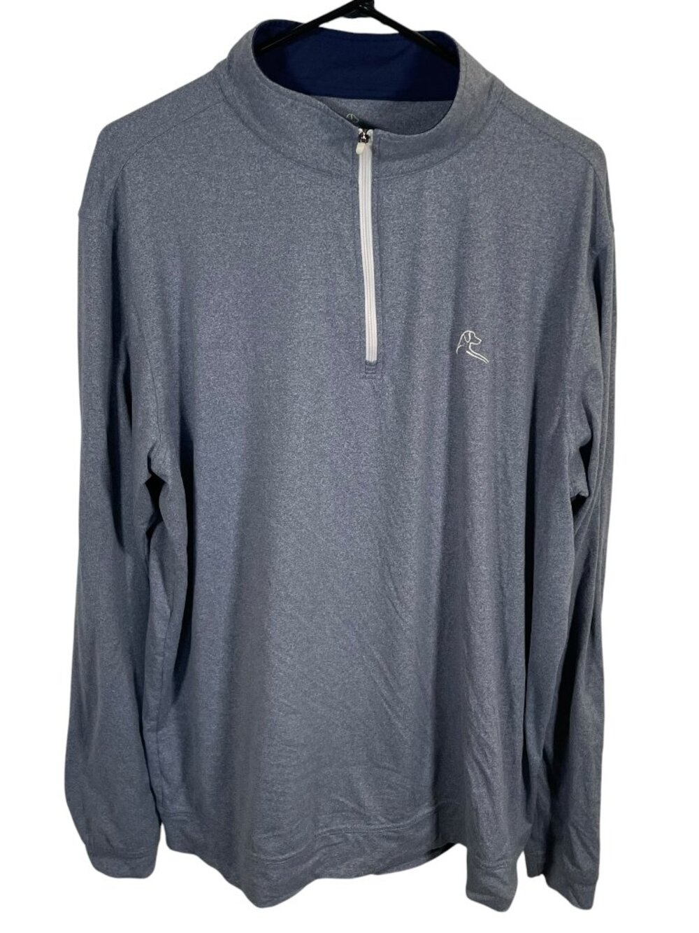 Rhoback Pullover 1/4 Zip Mock Neck Mens Large Gray Blue Long Sleeve Golf Stretch